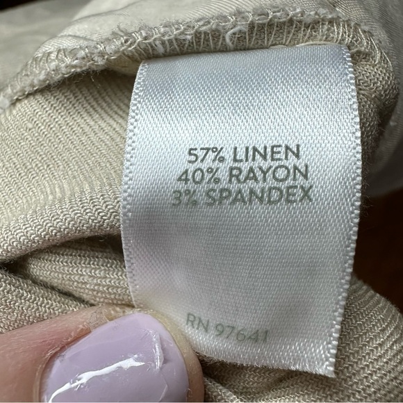 J Jill Womens Linen Stretch Cropped Pants Size‎ 16 Mid Rise Tan Beige - Picture 3 of 10